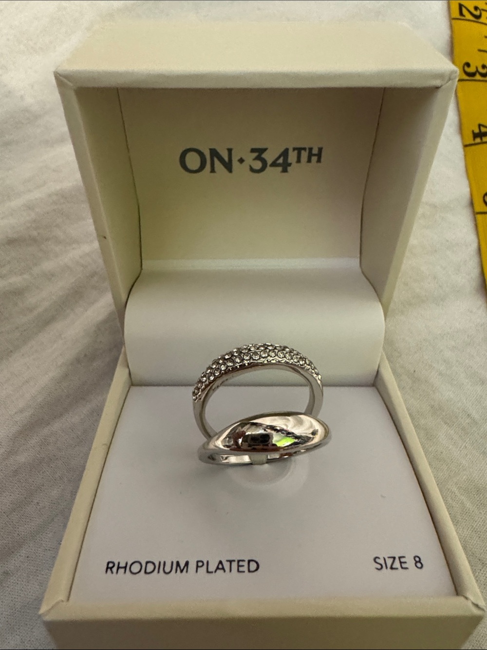 ON:34TH Silver Rhodium-Plated Women’s Ring in Silver - Size 8